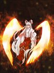  bad_id bad_pixiv_id fiery_wings fire fujiwara_no_mokou hair_ribbon ribbon siva solo touhou wings 