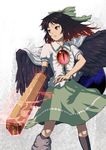  black_hair cuboon orange_eyes reiuji_utsuho solo touhou wings 