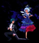  androgynous antennae cirno closed_eyes crossdressing dancing dress flamenco formal fu_(mushibun) kneeling multiple_girls pant_suit reverse_trap short_hair standing standing_on_one_leg suit touhou tuxedo wriggle_nightbug 