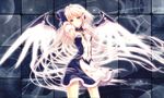  blonde_hair blue_eyes dress headphones long_hair original wings 