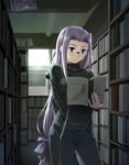  artist_request book bookshelf fate/stay_night fate_(series) long_hair long_sleeves low-tied_long_hair open_book reading rider solo very_long_hair 