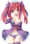  blue_legwear blue_panties long_sleeves original panties red_hair sazaki_ichiri solo thighhighs twintails underwear 