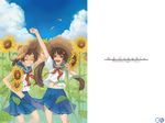  flower gagraphic multiple_girls school_uniform sunflower yuuryuu_nagare 