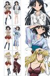  artist_request barefoot blonde_hair blush dakimakura fan full_body japanese_clothes kimono long_sleeves multiple_girls multiple_views no_shoes paper_fan sawachika_eri school_rumble school_uniform short_twintails socks tsukamoto_tenma tsukamoto_yakumo twintails uchiwa 