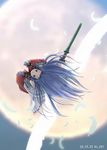  air artist_request hakama japanese_clothes kannabi_no_mikoto long_sleeves red_hakama solo sword weapon wings 
