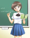  bad_id bad_pixiv_id book chalk chalkboard glasses hair_ornament hairclip lowres math nanjou_haruno original pi_(math) school_uniform solo standing 