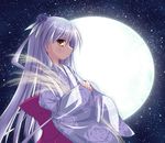  artist_request barasuishou full_moon japanese_clothes kimono moon moonlight night night_sky profile rozen_maiden sky solo star_(sky) starry_sky 