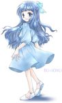  bad_proportions blue_eyes blue_hair cardcaptor_sakura daidouji_tomoyo dress full_body hayase_akira long_hair lowres smile solo standing 