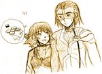  .hack//sign 1boy 1girl bear_(.hack//) lowres mimiru_(.hack//) monochrome sketch yellow yuura_shiu 