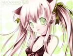 animal_ears cat_ears copyright_request green_eyes mogami_rio pink_hair solo twintails 