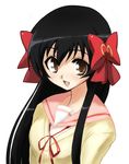  artist_request black_hair blush long_hair minamoto_chikaru ribbon solo strawberry_panic! 