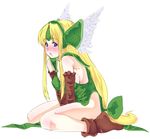  blonde_hair blue_eyes blush goban highres long_hair low-tied_long_hair riesz seiken_densetsu seiken_densetsu_3 solo 