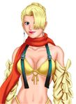  artist_request bikini cosplay earrings final_fantasy final_fantasy_x final_fantasy_x-2 hair_over_one_eye highleg highleg_bikini jewelry lowres mature_(kof) rikku rikku_(cosplay) scarf snk solo swimsuit the_king_of_fighters 