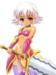  .hack//tasogare_no_udewa_densetsu 1girl armor katsuragi_niya kunisaki_rena pink_hair red_eyes short_hair solo sword thighhighs weapon 