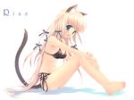  animal_ears barefoot bikini cat_ears cat_tail feet long_hair original side-tie_bikini solo swimsuit tail touto_seiro 