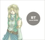  .hack//sign 1girl artist_request bangs belt blonde_hair blue_eyes brooch bt_(.hack//) character_name circlet closed_mouth copyright_name cowboy_shot detached_sleeves expressionless green_shirt jewelry long_hair long_sleeves lowres parted_bangs shirt solo white_background 