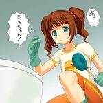  a1 blue_eyes brown_hair idolmaster idolmaster_(classic) idolmaster_1 pubic_hair solo takatsuki_yayoi toilet translated twintails 