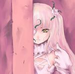  artist_request flower flower_eyepatch kirakishou lowres peeking_out rose rozen_maiden solo white_flower white_rose yellow_eyes 