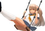  blonde_hair brown_eyes kiriman_(souldeep) legs long_hair original school_uniform simple_background solo swing white_background 