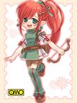  asura_fantasy_online bow_(weapon) chibi kuga_tsukasa lowres omc ponytail red_hair solo thighhighs weapon 