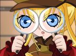  blonde_hair close-up detective highres long_sleeves magnifying_glass refraction rozen_maiden shinku solo third-party_edit vector_trace 