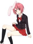  animal_ears bunny_ears kneehighs long_sleeves original school_uniform socks solo usashiro_mani 