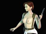  breasts brown_hair gun handgun holding holding_gun holding_weapon jill_valentine medium_breasts nipples non-web_source pistol resident_evil resident_evil_3 short_hair solo topless upper_body weapon 