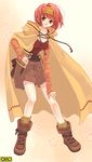  asura_fantasy_online boots brown_eyes cape cloak kuga_tsukasa long_sleeves omc red_hair shorts solo 