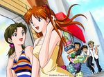  3boys aida_kensuke brown_hair dress freckles hair_ornament hamaya_shin'ichi horaki_hikari ikari_shinji multiple_boys multiple_girls neon_genesis_evangelion red_hair souryuu_asuka_langley suzuhara_touji twintails yellow_dress 