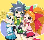  akazutsumi_momoko artist_request belt black_hair blonde_hair blue_eyes bow goutokuji_miyako green_eyes hair_bow hyper_blossom matsubara_kaoru multiple_girls orange_hair powered_buttercup powerpuff_girls_z red_eyes rolling_bubbles 