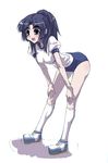  asakura_ryouko blue_hair buruma green_eyes gym_uniform long_hair ponytail school_uniform solo suzumiya_haruhi_no_yuuutsu tokyo_(great_akuta) wet 