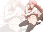  black_legwear bow bow_panties cape frilled_panties frills long_hair long_sleeves louise_francoise_le_blanc_de_la_valliere lowleg lowleg_panties panties pink_eyes pink_hair solo telemark thighhighs underwear wand white_panties zero_no_tsukaima zoom_layer 