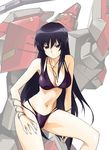  bikini black_eyes black_hair breasts cleavage jewelry jinki large_breasts long_hair multi-strapped_bikini navel necklace smile solo swimsuit tsunashima_shirou tsuzaki_shizuka very_long_hair 