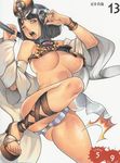  black_hair blue_panties breasts cameltoe f.s. high_heels large_breasts menace panties queen's_blade revealing_clothes sandals shoes short_hair solo striped striped_panties underboob underwear 