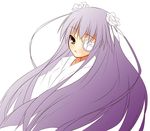  artist_request barasuishou flower flower_eyepatch hair_flower hair_ornament long_hair purple_hair rose rozen_maiden serious simple_background solo unfinished upper_body very_long_hair white_background yellow_eyes 