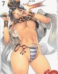  black_hair blue_panties breasts cameltoe f.s. large_breasts menace panties queen's_blade revealing_clothes short_hair solo striped striped_panties underboob underwear 