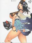 black_hair blue_eyes blue_panties breasts f.s. large_breasts menace open_mouth panties queen's_blade revealing_clothes setra short_hair solo striped striped_panties underboob underwear 