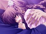  airi_(quilt) carnelian game_cg hug japanese_clothes kimono long_hair pink_hair quilt_(game) solo_focus tears twintails 