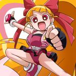  akazutsumi_momoko bow cameltoe earrings gloves haruyama_kazunori hyper_blossom jewelry lowres orange_hair panties pantyshot pink_panties powerpuff_girls_z red_eyes solo underwear upskirt 