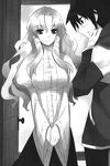  1girl artist_request cattleya_yvette_la_baume_le_blanc_de_la_fontaine greyscale highres hiraga_saito long_sleeves monochrome official_art zero_no_tsukaima 