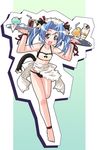  animal_ears barefoot bikini blue_hair cat_ears cat_tail drink food original parfait pink_eyes short_hair solo swimsuit tail tsurugi_yasuyuki twintails waitress 