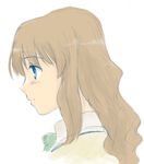  blue_eyes brown_hair minato portrait profile smile solo takahashi_mugi white_background zegapain 