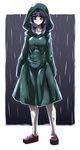  asakura_ryouko long_sleeves poncho rain raincoat school_uniform solo suzumiya_haruhi_no_yuuutsu tokyo_(great_akuta) 
