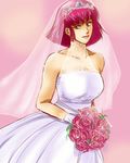  artist_request bridal_veil bride dress flower gundam haman_karn lowres pink_hair purple_eyes rose short_hair solo veil wedding_dress zeta_gundam 