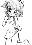  apron artist_request greyscale lowres matsubara_kaoru monochrome naked_apron powered_buttercup powerpuff_girls_z sketch solo 