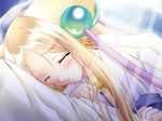  animal_ears bed blonde_hair blush closed_eyes fox_ears game_cg long_hair louis&amp;visee lying on_side orbit sleeping solo soro_(tail_tale) tail_tale tears 