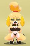  2017 animal_crossing canid canine canis clothing collar crouching domestic_dog dongitos female isabelle_(animal_crossing) mammal mind_control nintendo solo underwear video_games 