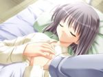  artist_request bangs bed canvas_(cocktail_soft) game_cg kimikage_yurina long_sleeves solo 