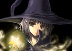  black_eyes cloak grey_hair hat nagato_yuki portrait satomi short_hair smoke solo star suzumiya_haruhi_no_yuuutsu wand witch witch_hat 