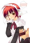  animal_ears artist_request blush cat_ears copyright_request leash long_sleeves maid one_eye_closed red_hair short_hair solo_focus spoken_blush 